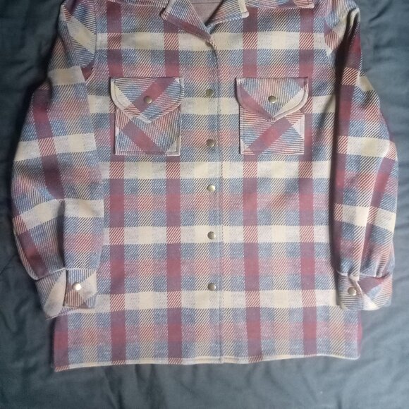 Vintage Jack Winter Plaid Polyester Snap Button Shirt - Picture 3 of 7